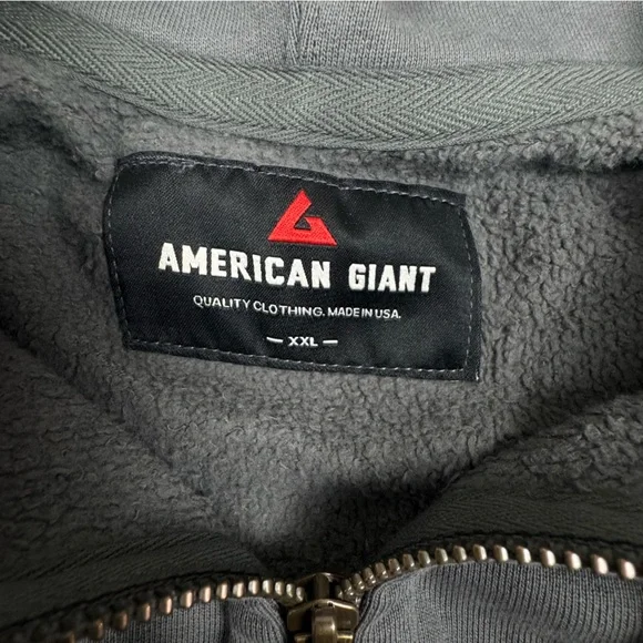NEW American Giant Men’s Dark Gray Full Zip Hoodie Heavyweight Fleece Jacket XXL - Picture 5 of 6